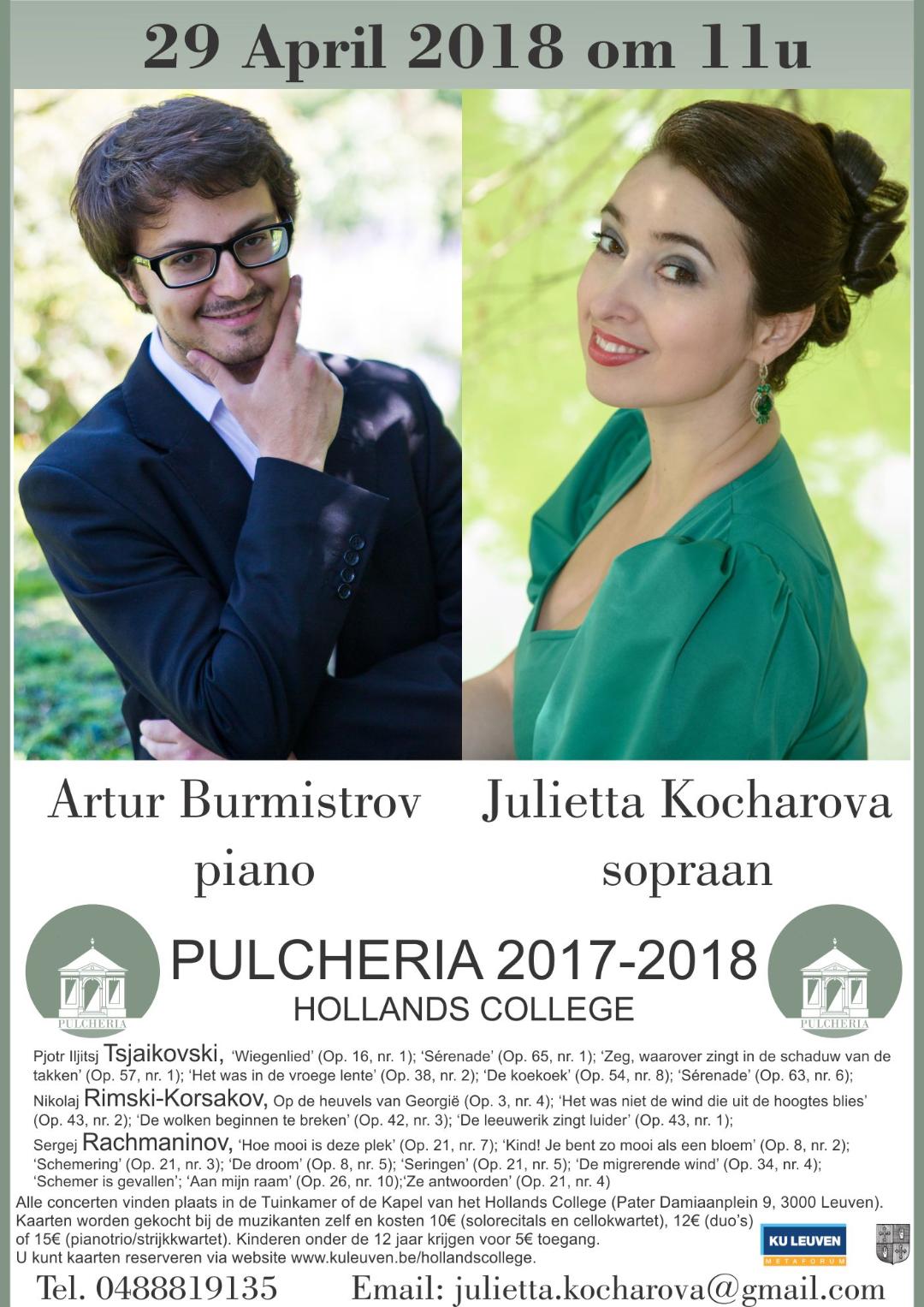 Affiche. Leuven. Romance is the soul of a Russian person. Artur Burmistrov (piano) and Julietta Kocharova (sopraan). 2018-04-29